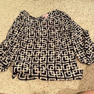 Lilly Pulitzer navy silk blouse size 10